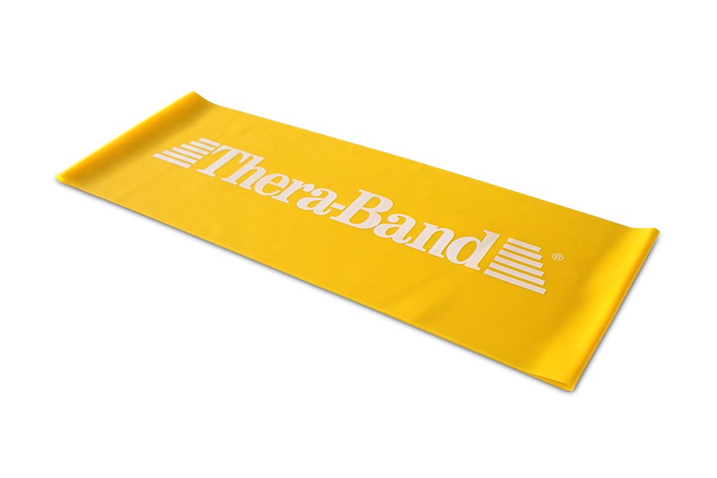 Ein gelbes Professional Resistance Band Loop mit weißem Markenlogo der Marke Thera-Band.